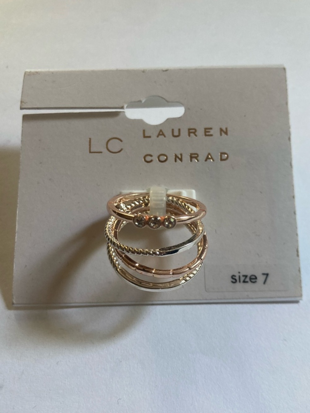 Lauren Conrad Rings - Rose Gold and Silver Mixed-Texture Stackable Rings